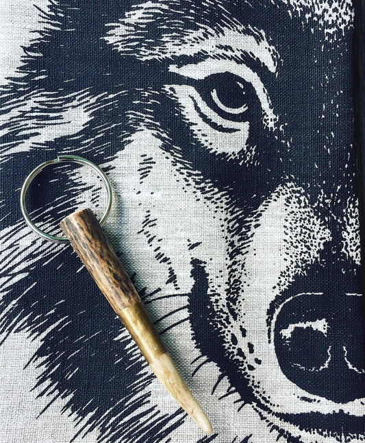 Wolf Lover Tea Towel 100% Linen Plus Free Antler Key Ring