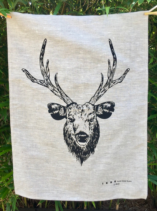 Deer Lover 100% Linen Tea Towel & a Limited Real Antler Key Ring.